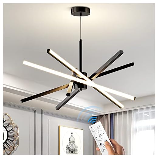 Modern Sputnik Chandelier Ceiling 82W LED Black Pendant Light