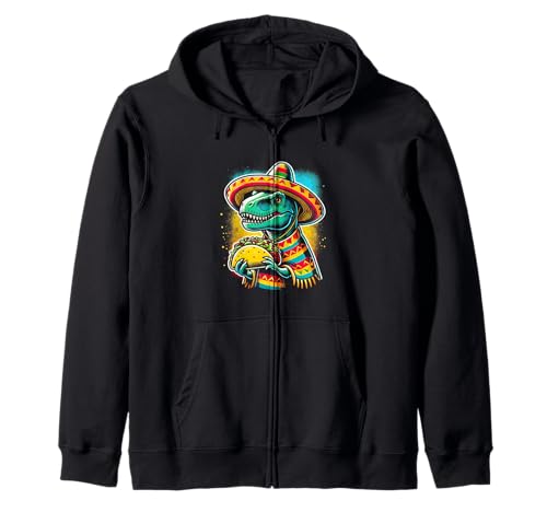 T-rex Dinosaur Taco Lover - Cinco de Mayo - Poncho Sombrero Sudadera con Capucha