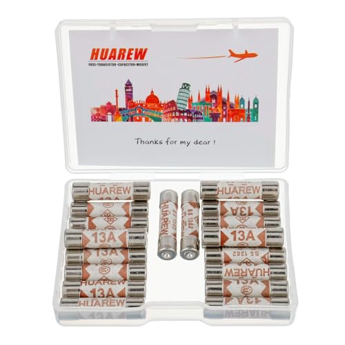 HUAREW 20 Pcs 13A 240V 6.3x25 mm BS1362 0.248x0.984 Inch Ceramic Tube Fuses