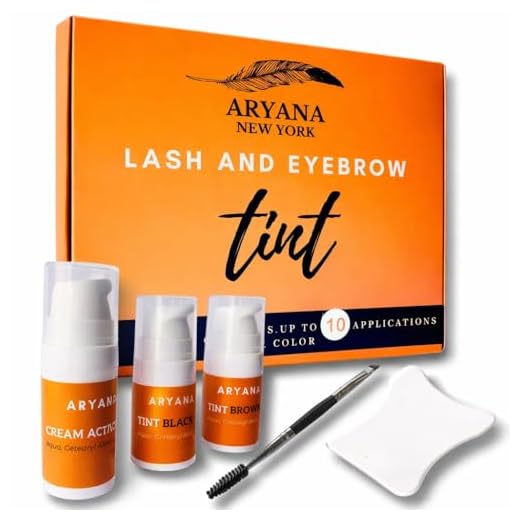 ARYANA NEW YORK | Eyelash and Eyebrow Color Kit | Brown and Black Instant hair color kit for Lash and Brow | Eyebrow Lamination Kit and Lash Lift Perfect Match Coloring | 2 in 1 Professional Cream Hair Color Vegan and Up to 10 Applications (Black Brown)
