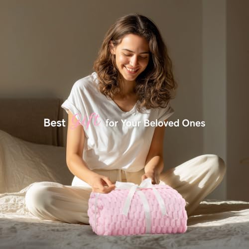 Image of BEDELITE Twin Blanket for Couch, Soft Cozy Gifts for Women, Cherry Blossom