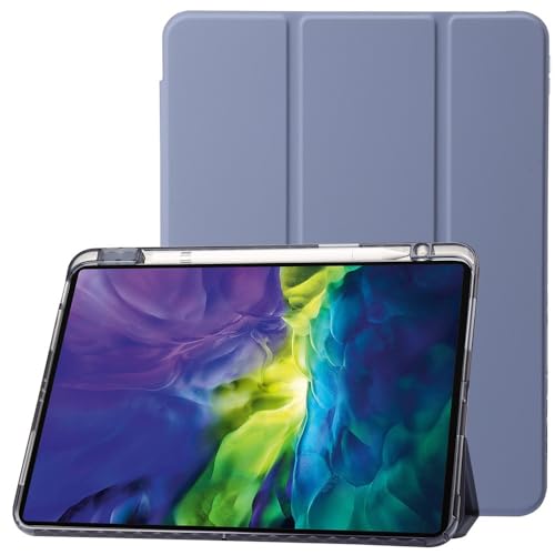 Étui iPad Air 11 M3 2025 couleur gris lavande avec rabat cuir et silicone