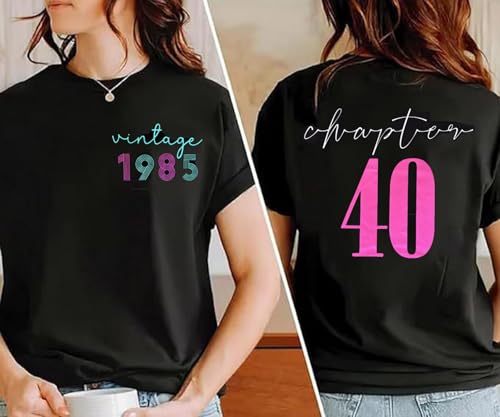 40th Birthday Gift T-Shirt Women Vintage 1985 Birthday Party Shirt Casual Short Sleeve 40 Bday Shirt Tee Tops3