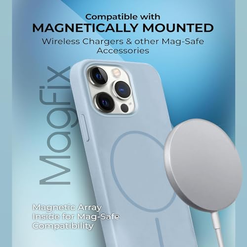 Image of iPhone 15 pro Max Silicone Magsafe Case | Shock Proof Design & Camera Protection | Premium Rubberised Apple iPhone 15 pro Max Cover (Microfiber Lining) | Magnetic Liquid Silicone - Sky Blue