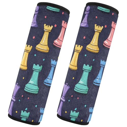 Seat Belt Covers 2 Pack Colorful Chess Pieces Car Seat Strap Covers Super Soft Blue Car Seat Neck Cover for Boys Girls Adults Babies M