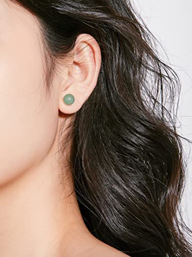 Jade Earrings Studs For Women 8Mm Post Earrings Hypoallergenic Handmade Real Green Jade Jewelry For Women & Men Gift For Anniversary Graduation Back To School Teacher(8Mm Sphere, Light Green Jade) #TOP1