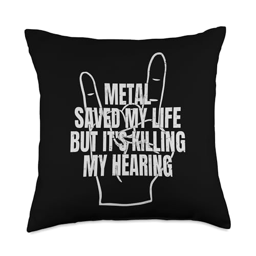 Metalhead Thrash Metal Hardcore Metalcore Funny Metalhead Headbanger Metal Saved My Life Throw Pillow, 18x18, Multicolor