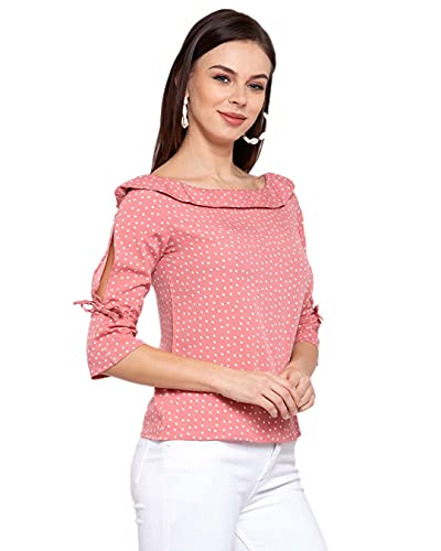 Image of Style Quotient Women Polka Printed polycrepe Smart Casual top