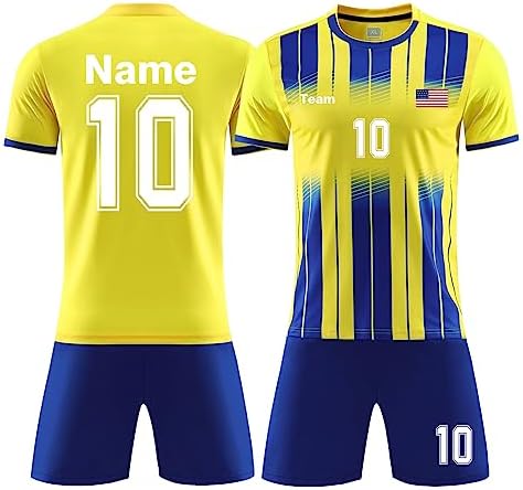 Custom Soccer Jerseys Men Women Kids Personalized Soccer Shirts Shorts Boys Soccer Team Uniforms Youth Uniforme de Fútbol Yellow