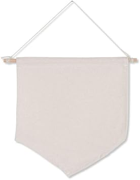 Pennant Banner Wall Hanging Brooch, DIY Blank Canvas Banner Flags Display with Rod Pin Badge for Home Party Festival Decor