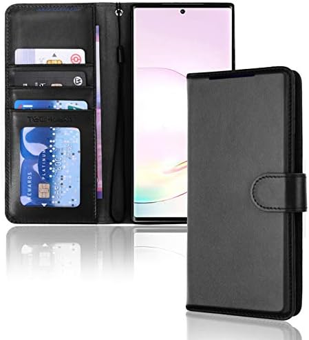 TECHGEAR Galaxy Note 20 Ultra Leather Wallet Case, Flip Protective Case Cover with Wallet Card Holder, Stand and Wrist Strap - Black PU Leather with Magnetic Closure For Samsung Galaxy Note 20 Ultra