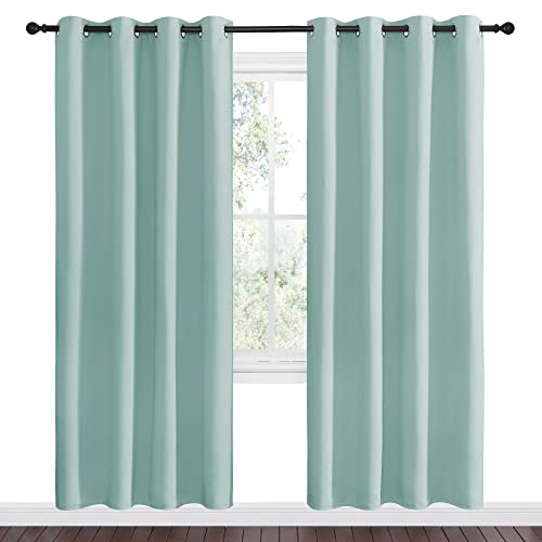 Image of NICETOWN Aqua Blue Blackout Curtains 78 inch Long for Office, Dining Room, Guest Room, Sound Reducing Heat and Cold Block Curtain Panels for Modern Decorative (55 inch Wide by 78 inch Long, 2 Pieces)