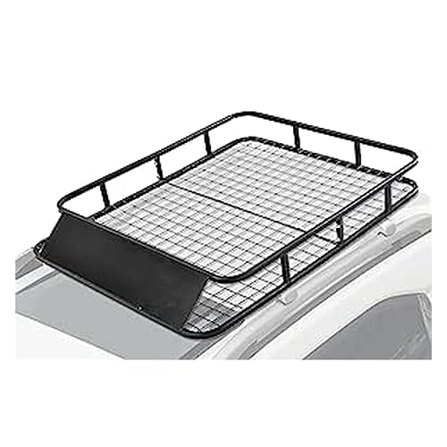 GOPLUS Universaler Dachträger, Gepäckträger aus Metall, Dachgepäckträger, Wetterfest, mit 75 kg Belastbar, Einfache Befestigung, für Auto SUV & mehr, Schwarz, 122x102x15cm