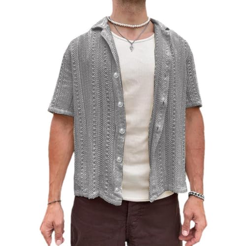 Chemise homme en maille décontractée, haut d'été ample et respirant pour homme
