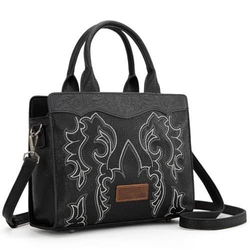Wrangler Crossbody Bags for Women Western Embroidered Boot Scroll Top Handle Handbags