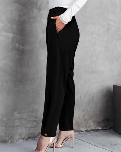 Stylish High Waist Tapered Dress Pants with Pockets - Image 4