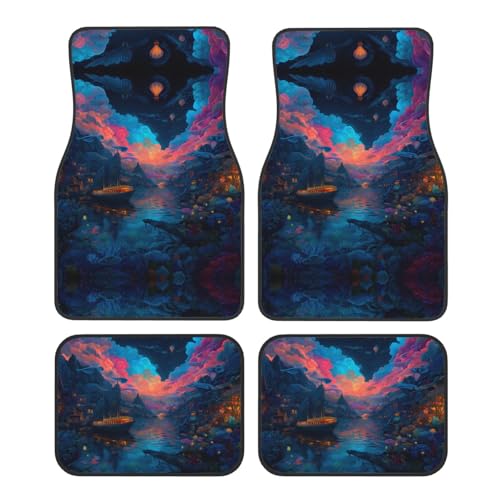 Les Tapis de Sol de Voiture à Motifs fluorescents Bay Prints, antidérapants à l'avant et à l'arrière, conviennent aux Voitures, camions et SUV.
