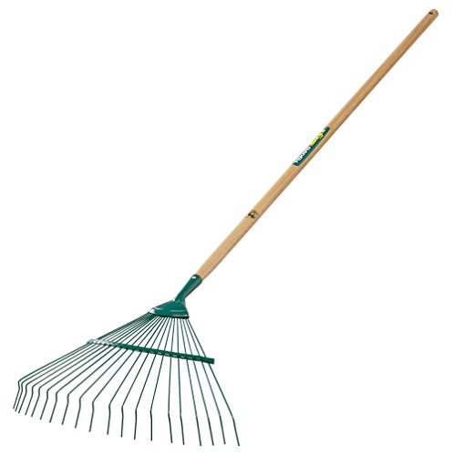 LEBORGNE - Balai à Gazon Fil Rond 20 Dents - Manche Bois Certifié PEFC 100% - Outil Jardinage pour Ramassage et Scarification Pelouses et Allées - 44 cm - Poids 0,55 kg