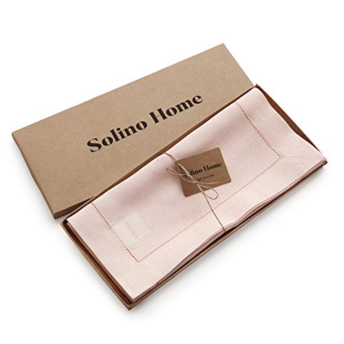 image for Solino Home Linen Pink Table Runner 90 Inches Long - 100% Pure Linen H