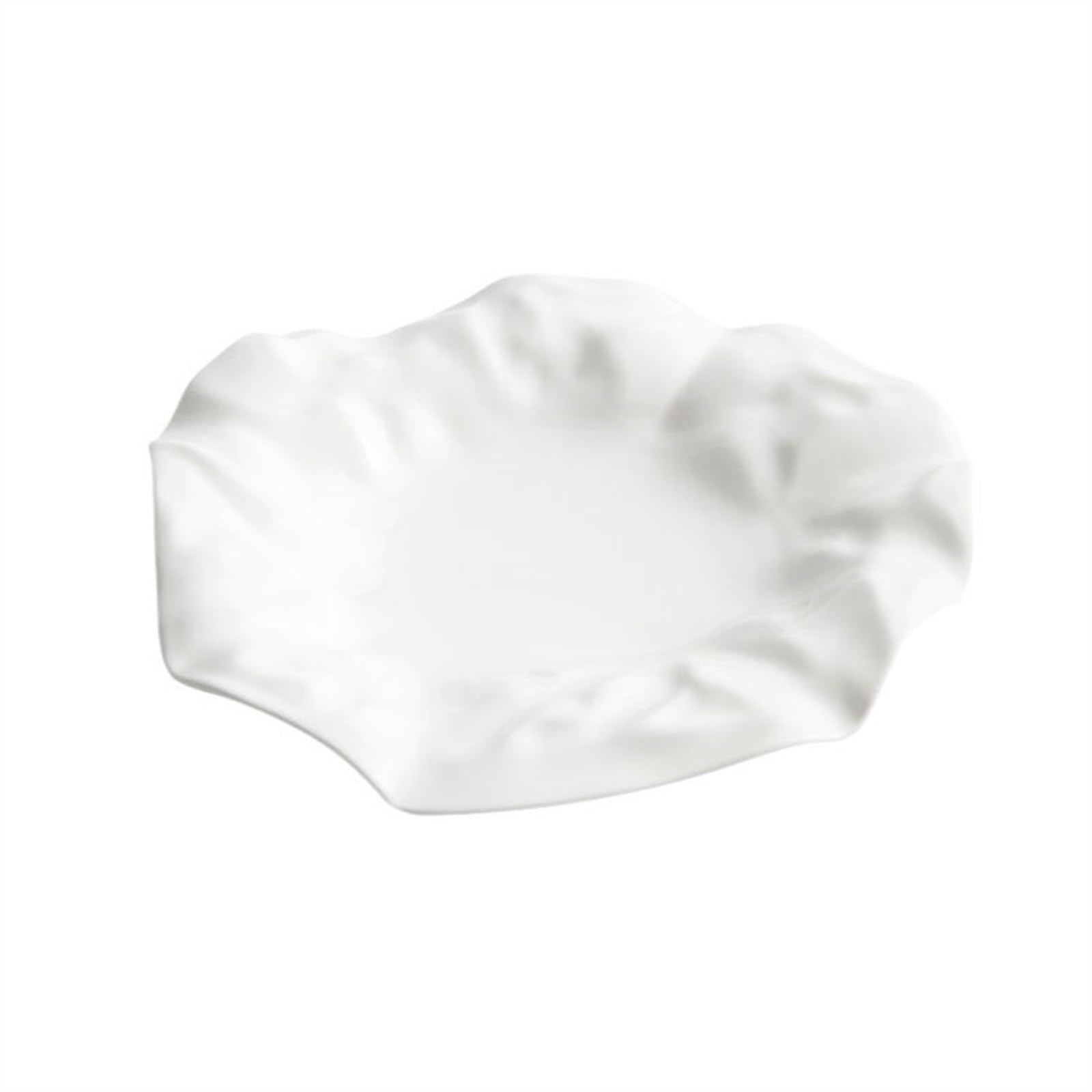 piatto servizio Piatto pieghettato in ceramica bianca a forma commerciale, ristorante dell'hotel, piatti freddi, piatto superficiale, stoviglie artistiche speciali Piatti da Portata(11.8 inch)