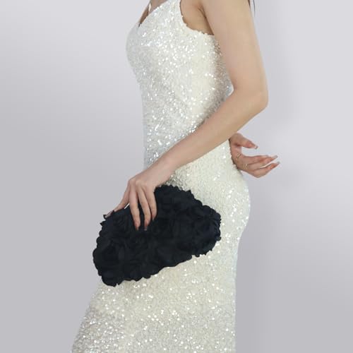 Image of 3D Flower Evening Bag for Women Elegant Floral Bridal Handbags Rose Clutch Purse for Wedding, Prom, Cocktail Party,Date Night