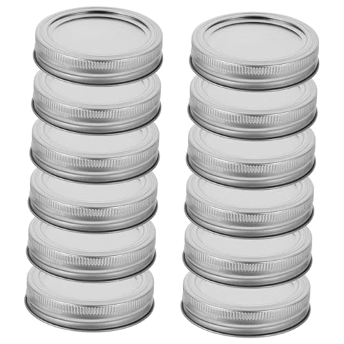 PartyKindom 12ensemble Couvercles Et Anneaux De Bocaux à Large Bouche Ensemble De Couvercles Réutilisables Avec Joints Étanches Pour Conservation Et Mise Conserve
