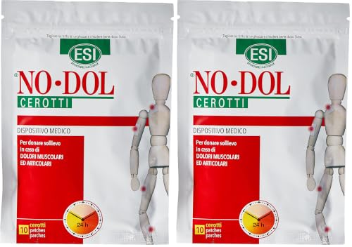ESI - No-Dol Cerotti con Arnica, Artiglio del Diavolo e Canfora, Allevia Dolori Muscolari, Articolari e Contratture, Dona Sollievo Fino a 24 Ore, Senza Coloranti e Parabeni, 10 Pezzi (Confezione da 2)