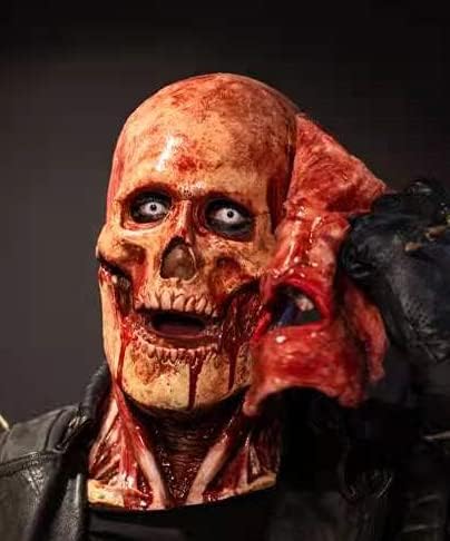 Which Is Me Scary Halloween Mask Tear-Off Type Skeleton Joker or Ghost Rider Double Mask Creepy Halloween Carnival Cosplay Costume Props