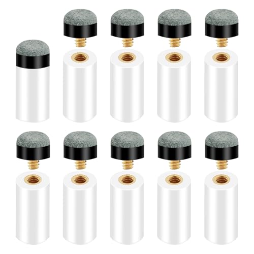 CJMUQHEHH 10 Stück Billard Queue Spitze, Schraubspitzen für Billardqueues, 12mm Graue Ersatzspitzen mit Pool Queue Zwinge für Snooker und Pool Billard Zubehör