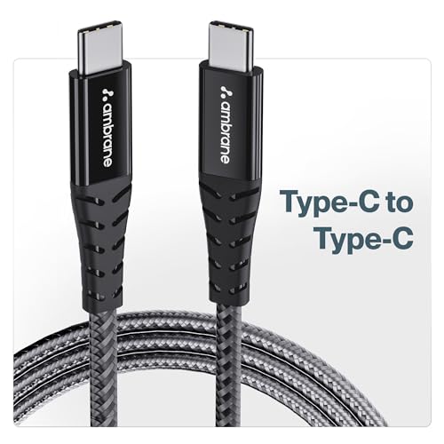 Image of Ambrane Unbreakable 3A Fast Charging Braided Type C to Type C Cable 1.5 Meter (RCTT15, Black)