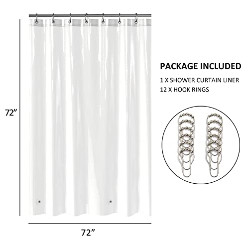Lovtex Clear Shower Curtain Liner With 12 Hooks - 72" X 72" Peva Lightweight 4G Shower Curtain For Bathroom Shower (4G Clear With 12 Hooks, 1Pc) #TOP1