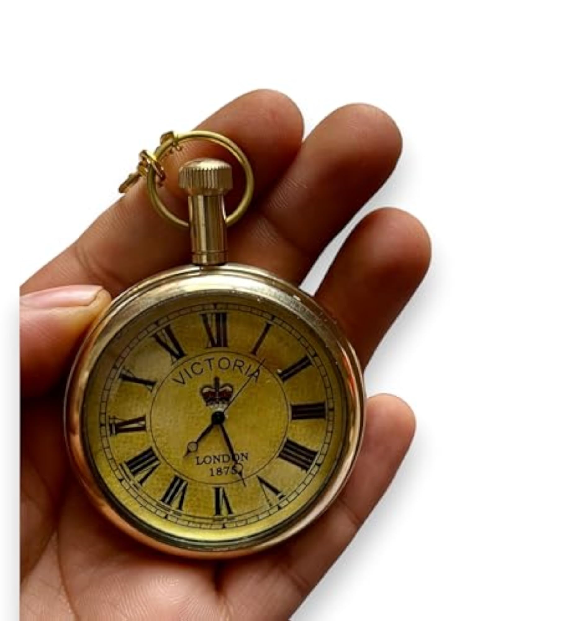Brass Pocket Watch Chain with Leather Case