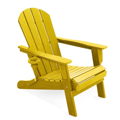 LOUNZY Folding Adirondack Chair with Cup Holder
