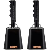 10 Inch Cow Bells Noise Makers Cowbells for Sporting Event Cheering Bell for Football Games Large Steel Cowbell with Handle Solid School Bells Call Bell (2-Pack Black)