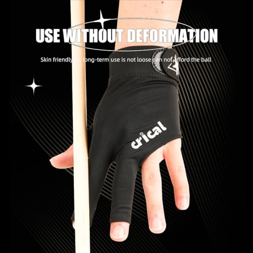 CRICAL Professional Billiard Glove for Pool, 3-Finger Design with Thick Lycra & Non-Slip Grip for Men and Women, Billiard Cue Accessories for Improved Control and Practice