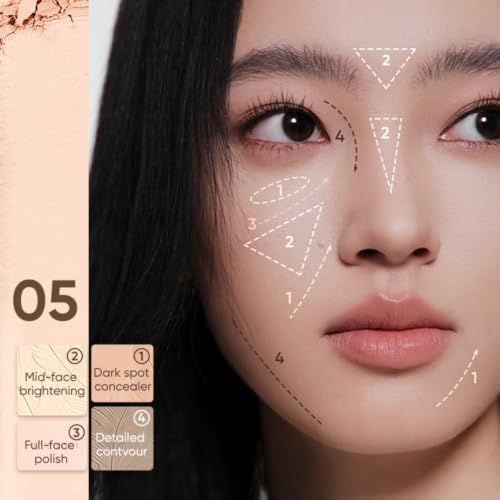 Image of JUDYDOLL Highlight & Contour Palette, All-in-One Matte Highlighter Contour Compact,Natural Brightening Finish for Cool Fair & Olive Skin (05 Feather Glow Palette)