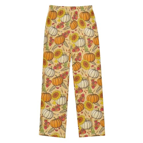 Pumpkin Sunflower Boys Long Pants Soft Trousers Elastic Waist Kids Lounge Bottoms with Pockets S-XL