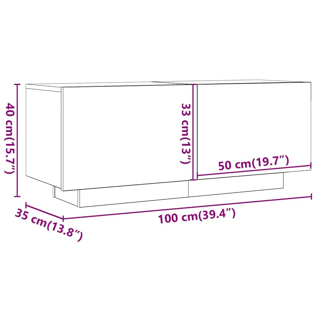 vidaXL Mobile Porta TV con Luci LED Bianco 200x35x40 cm
