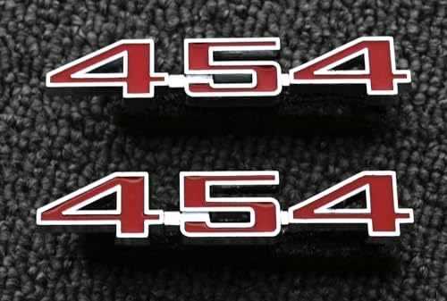 Emblemas 3D de metal 454 en rojo cromado para restauración de carrocería clásica