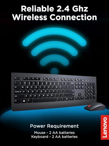 Image of Lenovo This Sleek And Stylish Full-Size Keyboard And Mouse Combo Offers Exceptional Qua