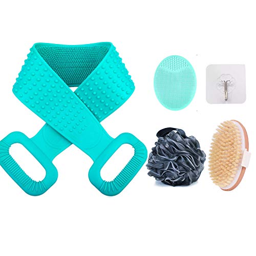 Body Scrubber Set, Shower Brush, Back Scrubber for Shower, Silicone Back Scrubber Washer, Body Exfoliating Brush, Wet and Dry Body Bath Brush, Silicone Body Brushes with Scrub Body Cleaning Tools