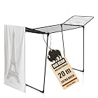 BigDean NEUHEIT Wäscheständer mit extra dicken Grip Wäscheleinen und extra Höhe Wäscheständer 20m - Wäschetrockner Made in Europe Schwarz-Matt