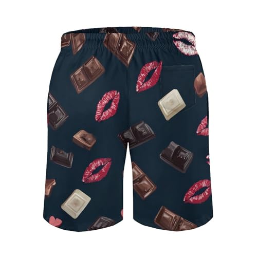 Chocolate Candy Sweets Print Mens Swim Trunks Quick Dry Board Shorts Beach Swimwear Bathing Suits3