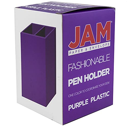 Image of JAM PAPER Plastic Pen Holder - Purple - Desktop Pencil Cup - Sold Individually