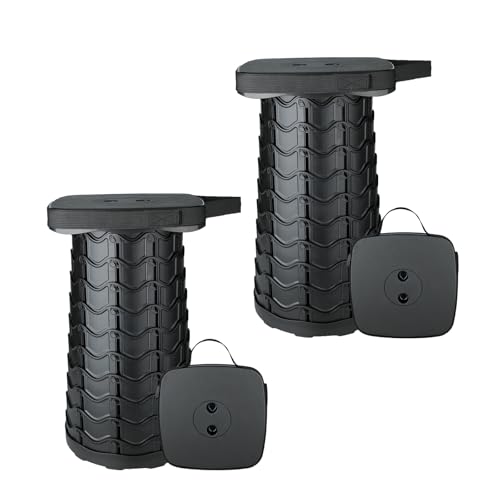 Image of Boreeman 2 Pack Collapsible Stool, Square Shape, Lightweight Yet More Sturdy with Load Capacity 400lbs, Upgraded Portable Stool for Camping Fishing Hiking BBQ