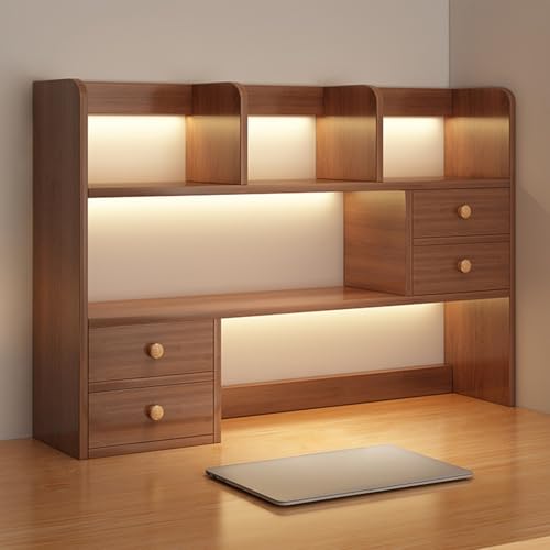 Étagère de bureau en bois à 3 niveaux avec portes pour rangement maison