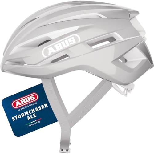 ABUS Rennradhelm StormChaser ACE - Leichter Fahrradhelm für Radrennen, Gravelbike-Touren und Cyclocross - für Damen und Herren - Größe M, Pure Grey