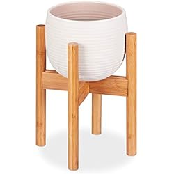 Macetas Con Patas Altas Relaxdays Soporte Macetas, Pie para Plantas, hasta 32 cm, Patas Macetero, Ajustable, Bambú, 1 Ud, 35,5 cm, Marrón Claro