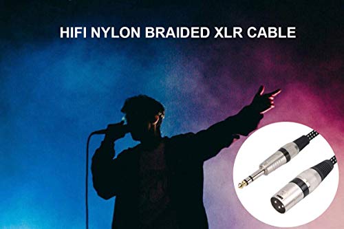 KINXIYU XLR Male to 1/4 Inch TRS Cable 30 FT, Nylong Braided XLR 3 Pin Male to Quarter inch 6.35mm TRS Male Balanced Interconnect Wire Mic Cord (Pure Copper Conductors) - Thumbnail 7