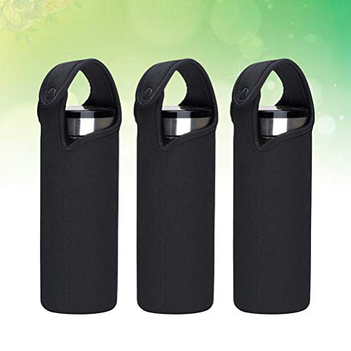 Lioobo 3 peças 420 ml bolsa para transporte de garrafa de água neoprene capa para garrafa de água (p